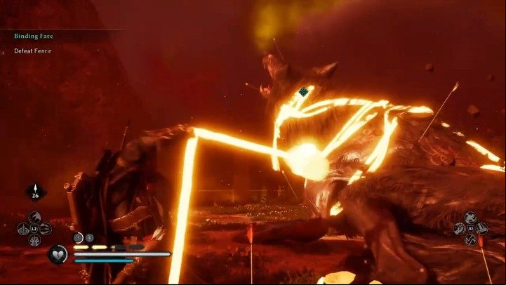 When Fenrir's health drops to zero, you will be able to bind him one last time and finish the battle - Assassins Creed Valhalla: Binding Fate - Asgard - Assassins Creed Valhalla Guide and Walkthrough