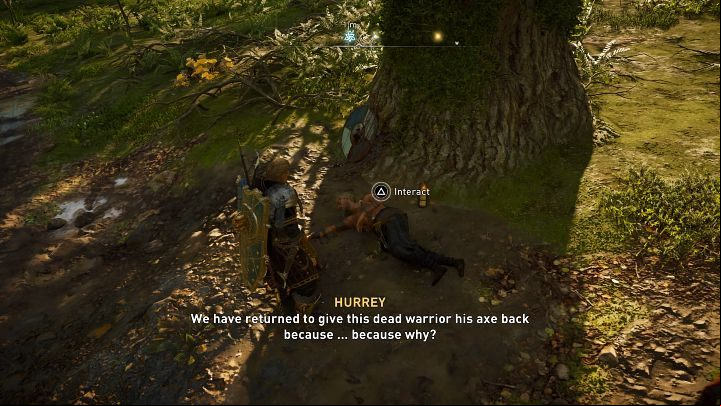 After you manage to retrieve the axe, return to the Viking's body and ensure that he receives his weapon and can enter Valhalla - Assassins Creed Valhalla: The Body - Glowecestrescire - Assassins Creed Valhalla Guide and Walkthrough