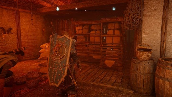 Walk up to the door and help Bron break it down, then look around inside the hut - Assassins Creed Valhalla: The Horn of Ragnar - Glowecestrescire - Assassins Creed Valhalla Guide and Walkthrough