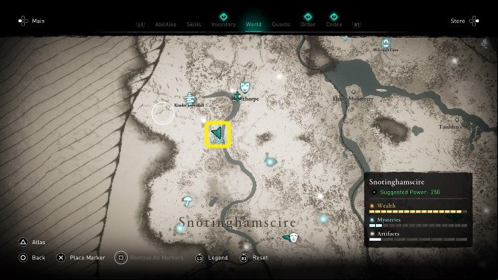 In the place shown in the image above, you will meet a Viking child who is trying to build a stone giant out of boulders but cannot manage the task - Assassins Creed Valhalla: Stoneman - Snotinghamscire - Assassins Creed Valhalla Guide and Walkthrough