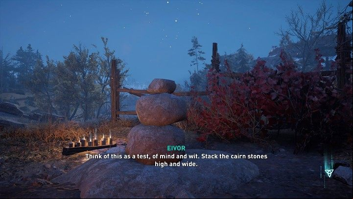 Help him arrange the stones so that the structure will not topple over and the task will be completed - Assassins Creed Valhalla: Stoneman - Snotinghamscire - Assassins Creed Valhalla Guide and Walkthrough