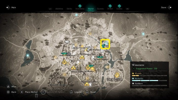 In the place marked on the image above, you will meet a girl called Mildberg - Assassins Creed Valhalla: Mildberg the Miracle Legs - Wincestre - Assassins Creed Valhalla Guide and Walkthrough