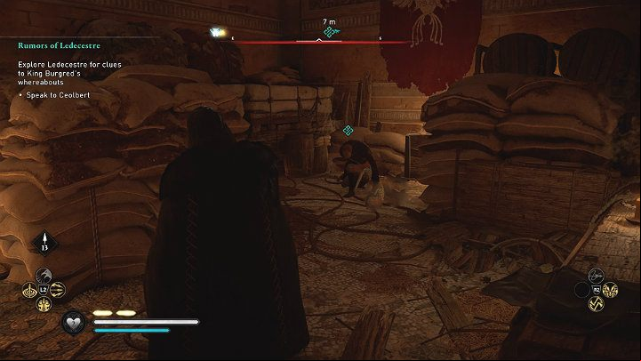 In the room you will meet Ceolbert, who sneaked into the building to find Burgred on his own - Assassins Creed Valhalla: Rumors of the Ledecestre - Ledecestrescire - Assassins Creed Valhalla Guide and Walkthrough