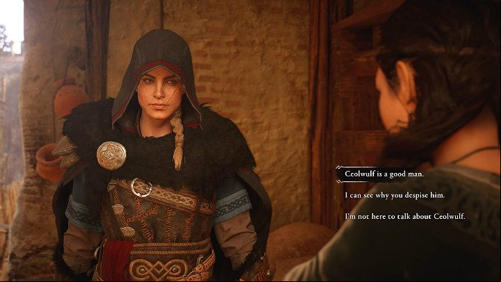 During a conversation with Aethelswith you will have to select the appropriate dialogue options several times - Assassins Creed Valhalla: Tilting the Balance - Ledecestrescire - Assassins Creed Valhalla Guide and Walkthrough
