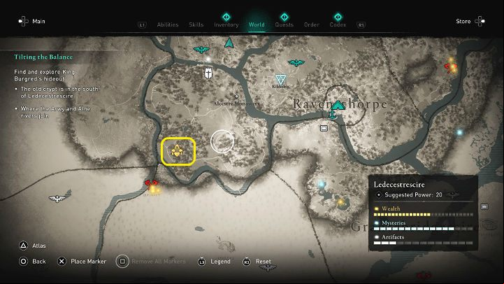 The place where the rivers Arva and Alne connect is marked on the picture above - Offchurch - Assassins Creed Valhalla: Tilting the Balance - Ledecestrescire - Assassins Creed Valhalla Guide and Walkthrough