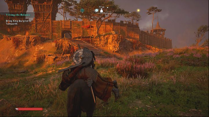 When you are attacked by a group of soldiers and thrown off your horse (soldiers can shoot Eivor with bows) get rid of your opponents and then move on - Assassins Creed Valhalla: Tilting the Balance - Ledecestrescire - Assassins Creed Valhalla Guide and Walkthrough