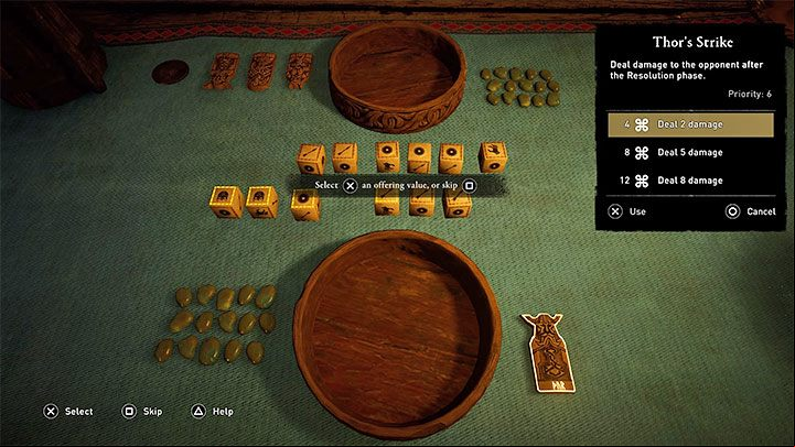 An important part of the minigame is the possibility to use the so-called God Favors - Assassins Creed Valhalla: Side activities - drinking games, Flyting - Basics - Assassins Creed Valhalla Guide and Walkthrough