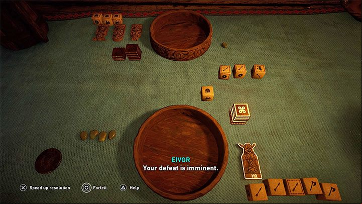 The "Health" of both players is represented by stones - Assassins Creed Valhalla: Side activities - drinking games, Flyting - Basics - Assassins Creed Valhalla Guide and Walkthrough