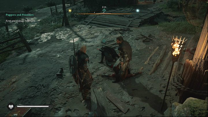Tie him up, then pick up Tedmund and take him out of the camp - Assassins Creed Valhalla: Puppets and Prisoners - Cent - Assassins Creed Valhalla Guide and Walkthrough