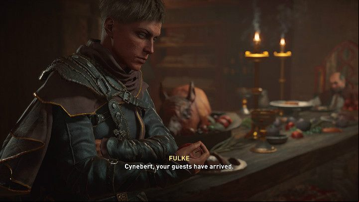After entering the chamber, you will notice that paladin Fulke is waiting for you inside - Assassins Creed Valhalla: A Bloody Welcome - Cent - Assassins Creed Valhalla Guide and Walkthrough