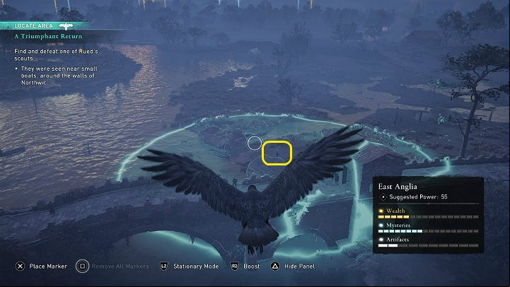 You will find a spy behind the city walls, on the left - Assassins Creed Valhalla: A Triumphant Return - East Anglia - Assassins Creed Valhalla Guide and Walkthrough