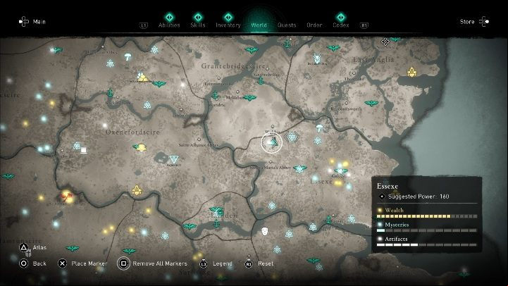 The location of the cursed place: in the north of the region - Assassins Creed Valhalla: Cursed Symbols - Essexe secrets, locations - Essexe - Assassins Creed Valhalla Guide and Walkthrough