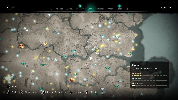 You will find the shield in the southern part of the map, hidden in a cave under a bridge - Assassins Creed Valhalla: Gear - Essexe secrets, locations - Essexe - Assassins Creed Valhalla Guide and Walkthrough
