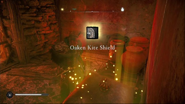 In order to reach the shield, you must destroy the rocks blocking age in the building - Assassins Creed Valhalla: Gear - Essexe secrets, locations - Essexe - Assassins Creed Valhalla Guide and Walkthrough