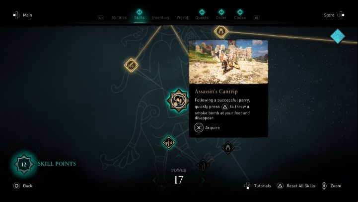 You unlock a smoke bomb by purchasing the Assassin's Cantrip skill - Assassins Creed Valhalla: How to unlock smoke bomb? - Combat - Assassins Creed Valhalla Guide and Walkthrough