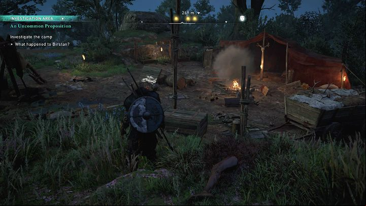 You will find the camp mentioned by Estrid to the southwest of the city - Assassins Creed Valhalla: An Uncommon Proposition - Essexe - Assassins Creed Valhalla Guide and Walkthrough