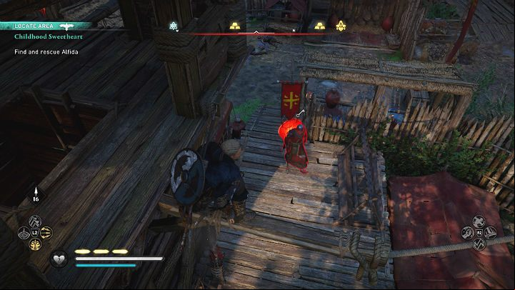 If you want to eliminate him quietly, sneak to the observation towers, eliminate weaker enemies, and then attack the leader from above - Assassins Creed Valhalla: Childhood Sweetheart - Essexe - Assassins Creed Valhalla Guide and Walkthrough