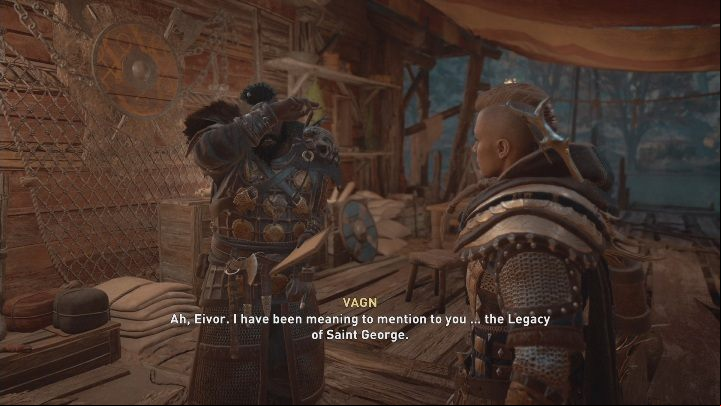 When you return from the quest A River to Raid, you can talk to Vagn again - Assassins Creed Valhalla: The Legend of Saint George 1 - Walkthrough - Assassins Creed Valhalla Guide and Walkthrough