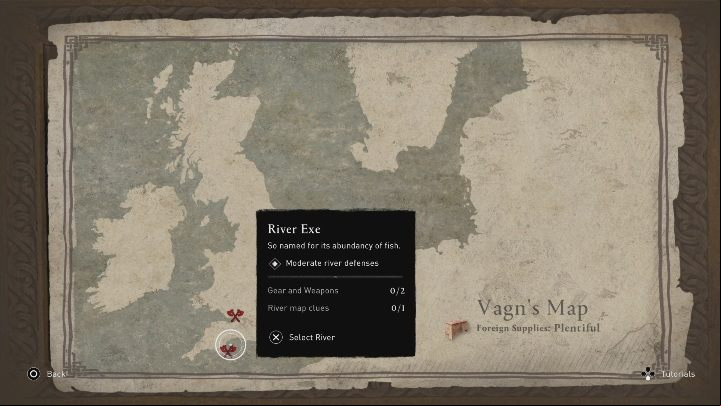 Map: River Exe - Assassins Creed Valhalla: Treasures of River Exe - Walkthrough - Assassins Creed Valhalla Guide and Walkthrough