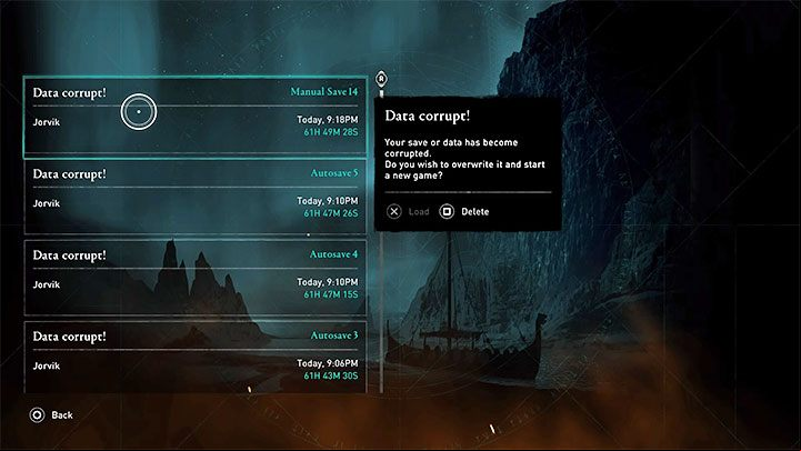 Unfortunately, in Assassin's Creed Valhalla, there is a risk of irretrievable damage to the save game data and if this happens, you will be unable to use these saves to continue the game - Assassins Creed Valhalla: How to fix Data Corrupt problem? - Appendix - Assassins Creed Valhalla Guide and Walkthrough
