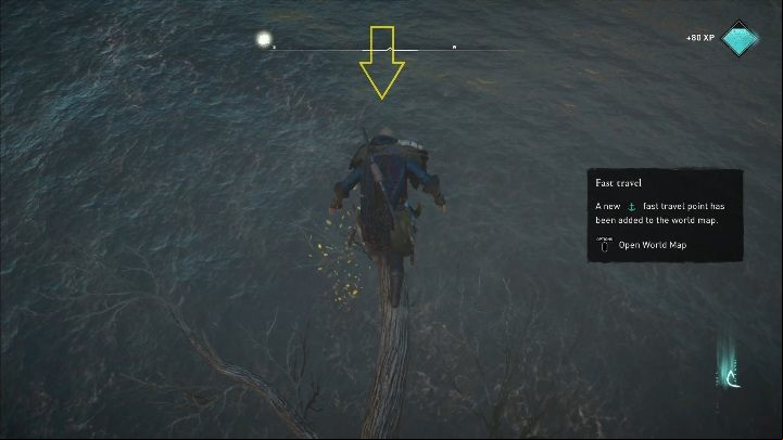 End: you must follow the paper into the water - Assassins Creed Valhalla: Flying Paper - Cent secrets, locations - Cent - Assassins Creed Valhalla Guide and Walkthrough