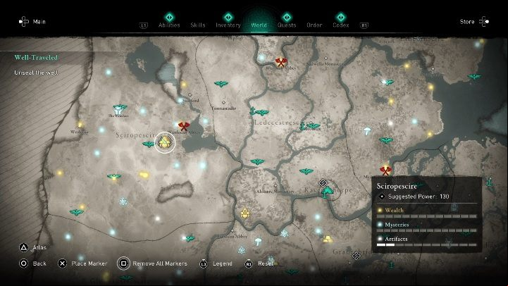 You will find this chest west of Wenlocan Abbey - Assassins Creed Valhalla: Gear - Sciropescire secrets, locations - Sciropescire - Assassins Creed Valhalla Guide and Walkthrough