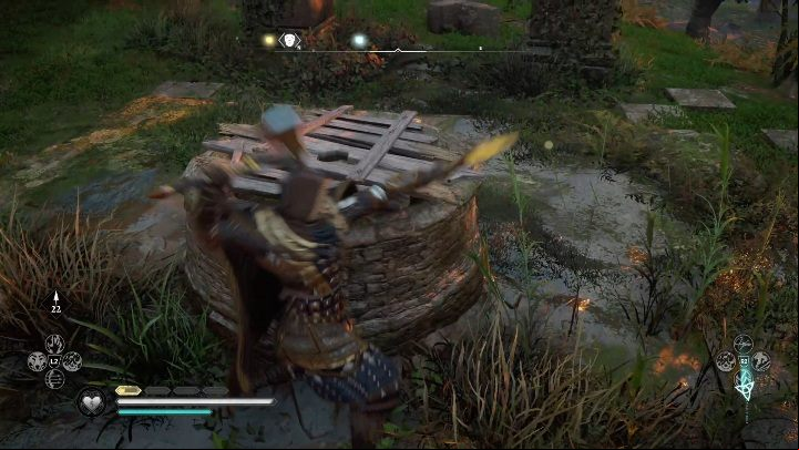 To get to the mask, you have to destroy the planks lying on the well and then jump in - Assassins Creed Valhalla: Roman artifact - Hamtunscire aecrets, locations - Hamtunscire - Assassins Creed Valhalla Guide and Walkthrough