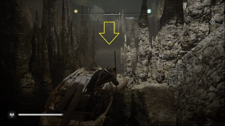 Eventually, you will find a blocked road – just jump out of the boat and jump into the water to get to the remaining part of the cave - Assassins Creed Valhalla: Treasures of Britain - Hamtunscire secrets, locations - Hamtunscire - Assassins Creed Valhalla Guide and Walkthrough