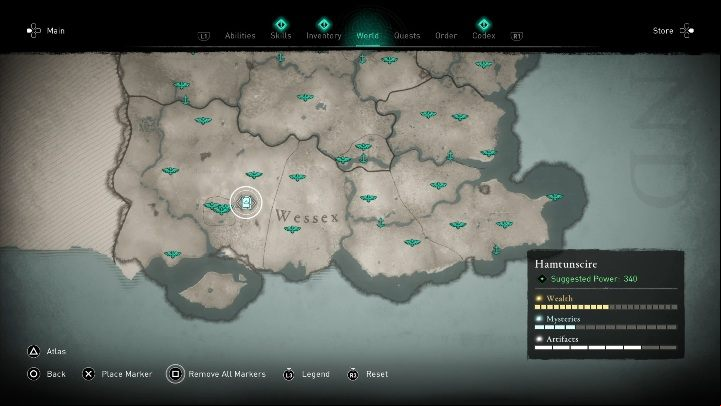 You will find this treasure west of Wincestre - Assassins Creed Valhalla: Treasures of Britain - Hamtunscire secrets, locations - Hamtunscire - Assassins Creed Valhalla Guide and Walkthrough
