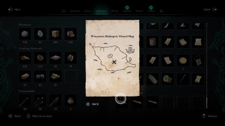 The diagram can be found in the central part of the Isle of Wight - Assassins Creed Valhalla: Treasure map - Wincestre secrets, locations - Wincestre - Assassins Creed Valhalla Guide and Walkthrough