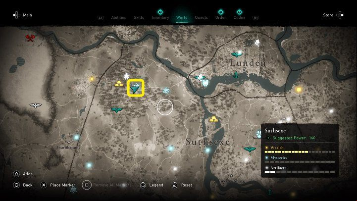 In the place marked in the above picture, you will come across a cave, the entrance of which has been blocked with a heavy bookcase - Assassins Creed Valhalla: A Prayer for Vengeance - Southsexe - Assassins Creed Valhalla Guide and Walkthrough