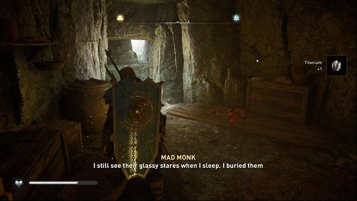 Inside you will hear the voice of a mad monk who says something about the crimes at Chertsey Abbey Ruins - Assassins Creed Valhalla: A Prayer for Vengeance - Southsexe - Assassins Creed Valhalla Guide and Walkthrough