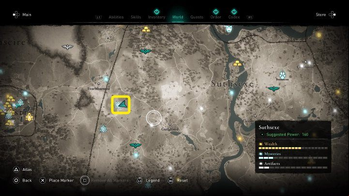In the place marked on the image above, you will meet a powerful man sitting on a straw throne - Assassins Creed Valhalla: King of the Hay People - Southsexe - Assassins Creed Valhalla Guide and Walkthrough