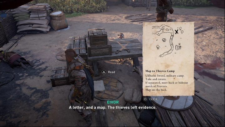 All you have to do is find the map that lies on the broken shield near the wooden table - AC Valhalla Siege of Paris: Ulfberht Sword, Melunois - Melunois - Assassins Creed Valhalla Guide and Walkthrough