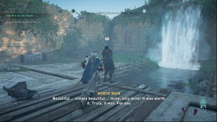 After finding the map, you must go to the man - AC Valhalla Siege of Paris: Ulfberht Sword, Melunois - Melunois - Assassins Creed Valhalla Guide and Walkthrough
