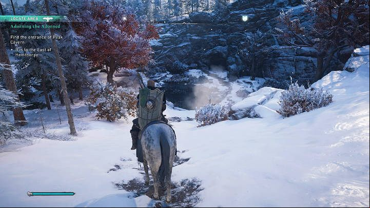 The entrance to the cave is located east of Hemthorpe - Assassins Creed Valhalla: Adorning the Adorned - Snotinghamscire - Assassins Creed Valhalla Guide and Walkthrough