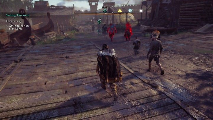 This task is not the easiest one, because you have to steal Amie's key in a way that does not draw the attention of her bodyguards - AC Valhalla Wrath of the Druids: Snaring Thorstein - Walkthrough - Assassins Creed Valhalla Guide and Walkthrough