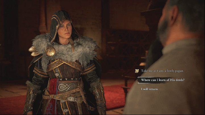If you have reached level 4 of charisma, you can immediately convince the monk that you are the right person to complete this task - Assassins Creed Valhalla: The Reeve of Wincestre - Wincestre - Assassins Creed Valhalla Guide and Walkthrough