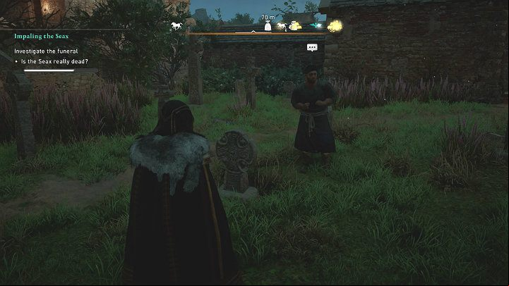 Talk to Wemba, who takes care of the cemetery - Assassins Creed Valhalla: Impaling the Seax - Wincestre - Assassins Creed Valhalla Guide and Walkthrough