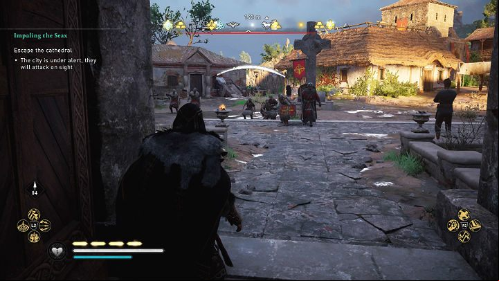 The king, accompanied by many guards, will give Eivor his ultimatum to live among them as a Christian or die as a heathen - Assassins Creed Valhalla: Impaling the Seax - Wincestre - Assassins Creed Valhalla Guide and Walkthrough