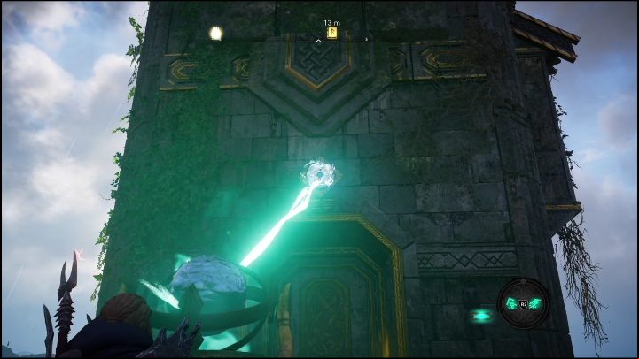 After placing the sphere, direct the beam of light to the point above the door - AC Valhalla Dawn of Ragnarok: Abilities (Gullnamar) - list of all - Gullnamar - Assassins Creed Valhalla Guide and Walkthrough