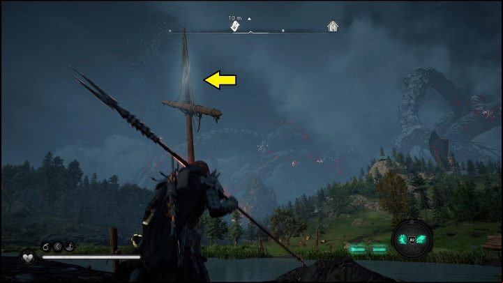 This diagram lies on the small mast of a destroyed boat - AC Valhalla Dawn of Ragnarok: Cosmetic Scheme (Gullnamar) - list of all - Gullnamar - Assassins Creed Valhalla Guide and Walkthrough