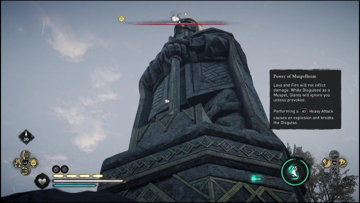 In order to reach this gemstone you must climb the stone statue - AC Valhalla Dawn of Ragnarok: Uncut Gemstone (Gullnamar) - list of all - Gullnamar - Assassins Creed Valhalla Guide and Walkthrough