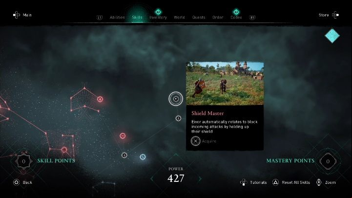 With this ability, you will block any attack when you raise your shield - AC Valhalla: New Skills - Mastery Challenges, whats new? - Basics - Assassins Creed Valhalla Guide and Walkthrough