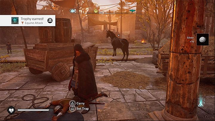 If you correctly landed on your opponent and killed him with a silent blade, you will unlock the trophy - Assassins Creed Valhalla: How to unlock Equine Attack trophy? - Trophy guide - Assassins Creed Valhalla Guide and Walkthrough