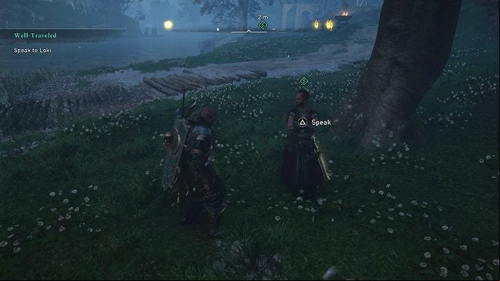 When you resurface, talk to Loki - Assassins Creed Valhalla: Well-Traveled - Asgard - Assassins Creed Valhalla Guide and Walkthrough