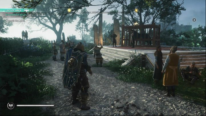 When you arrive in Asgard, you'll meet Loki and Tyr, who marvel at the size of the caged wolf - Assassins Creed Valhalla: Extended Family - Asgard - Assassins Creed Valhalla Guide and Walkthrough
