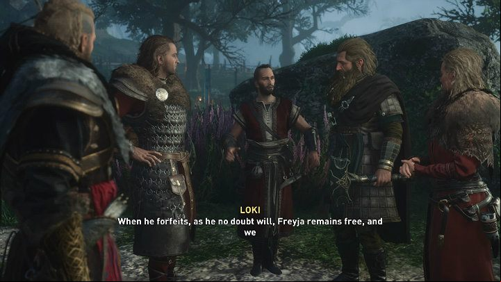 Havi will inform the gathering that the Builder has kept his word and already showed him the protective barrier's capabilities - Assassins Creed Valhalla: Extended Family - Asgard - Assassins Creed Valhalla Guide and Walkthrough