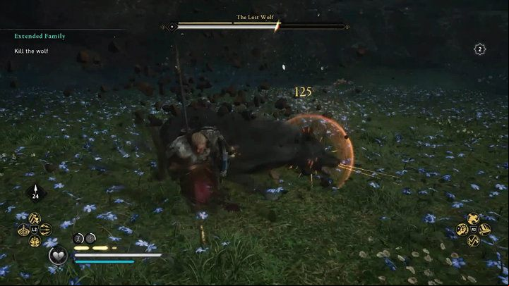 The vast majority of wolf attacks are indicated by a yellow rune flash and can be successfully blocked or dodged - Assassins Creed Valhalla: Extended Family - Asgard - Assassins Creed Valhalla Guide and Walkthrough