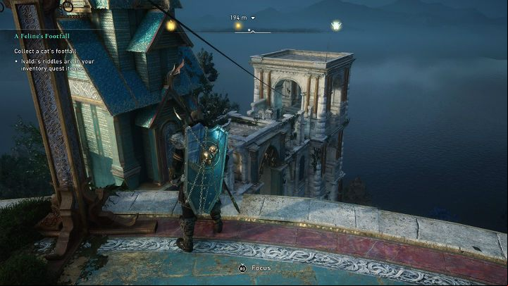 Now you just have to follow the cat's footsteps, jumping between obstacles - Assassins Creed Valhalla: A Felines Foothall - Asgard - Assassins Creed Valhalla Guide and Walkthrough
